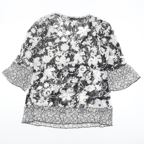 Per Una Women's Black Floral Lace Blouse Size 14