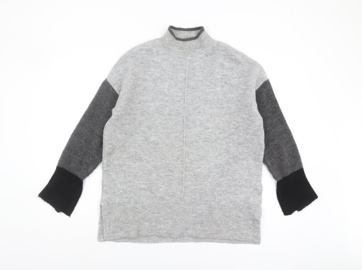 Marks and Spencer Women's Grey Mock Neck Jumper M