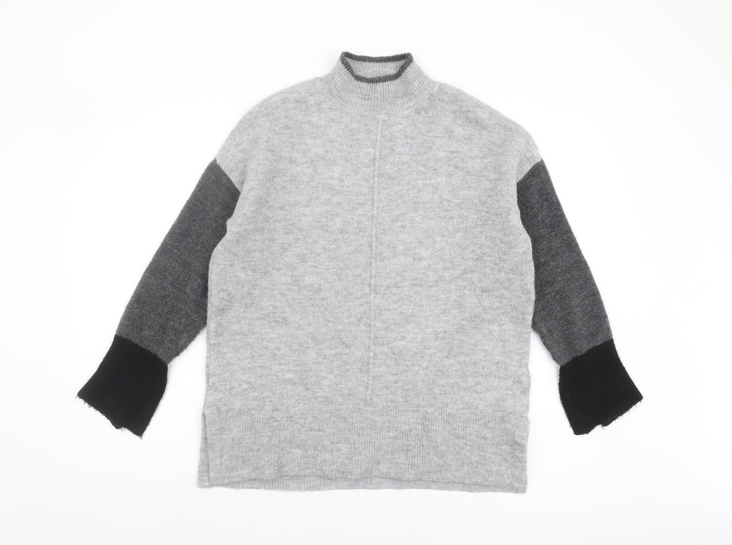 Marks and Spencer Women's Grey Mock Neck Jumper M