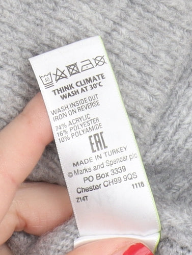 Marks and Spencer Women's Grey Mock Neck Jumper M