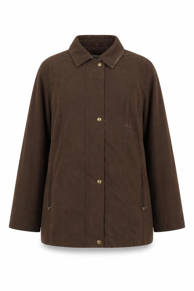 Front view of EWM Pure Classics Women's Brown Coat, size 16