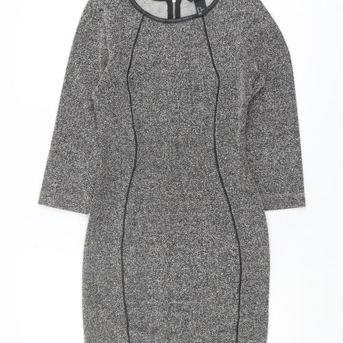 H&M Women's Grey Sheath Dress XS 3/4 Sleeve