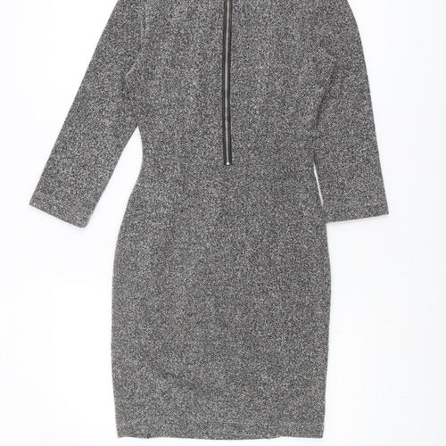 H&M Women's Grey Sheath Dress XS 3/4 Sleeve