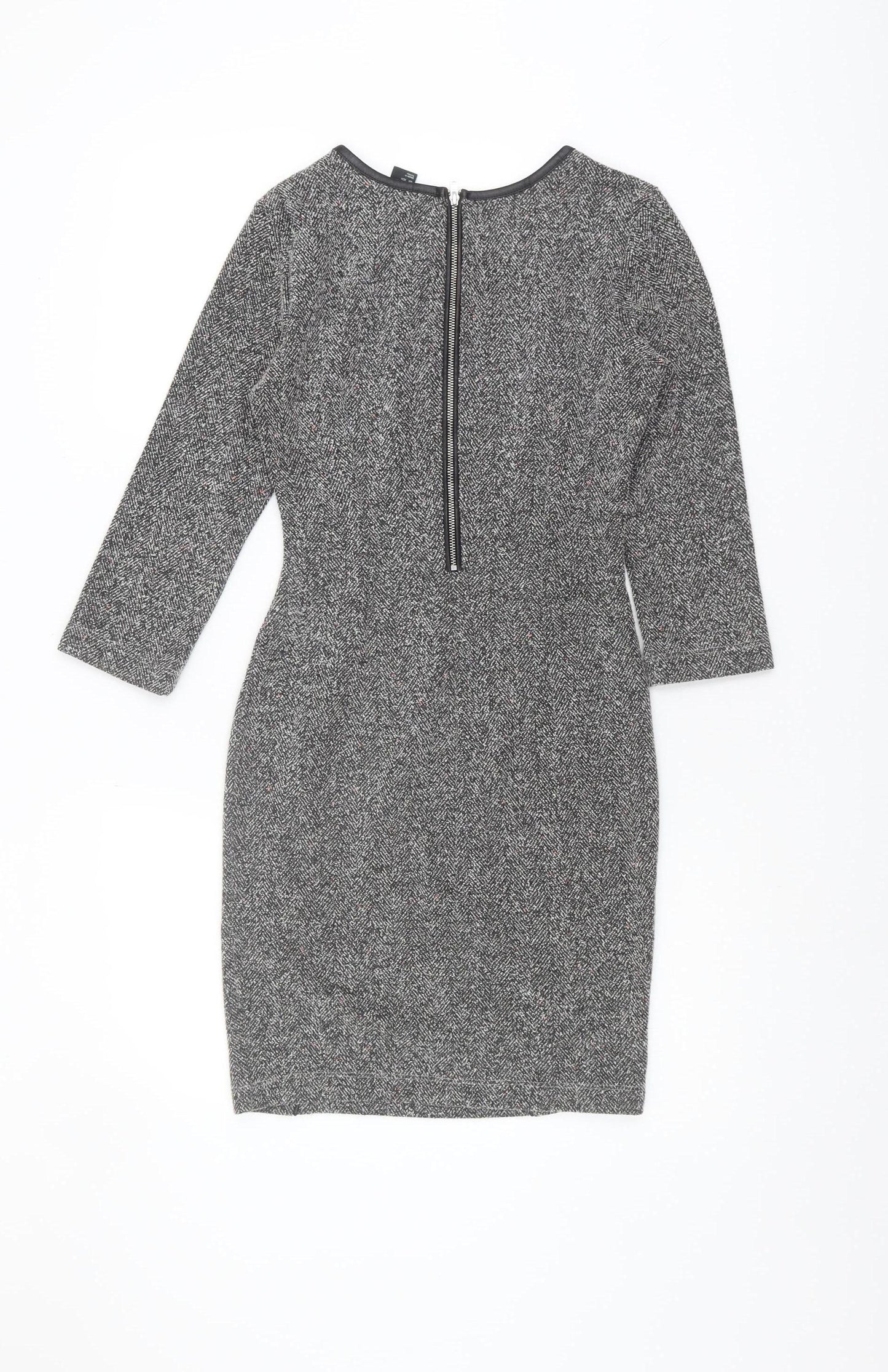 H&M Women's Grey Sheath Dress XS 3/4 Sleeve