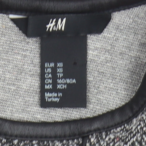 H&M Women's Grey Sheath Dress XS 3/4 Sleeve
