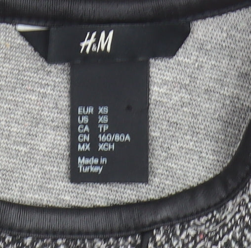 H&M Women's Grey Sheath Dress XS 3/4 Sleeve