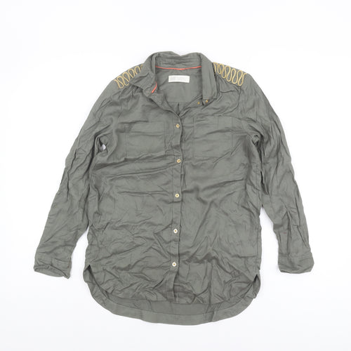 H&M Girls Green Button-Up Shirt, Size 11-12 Years
