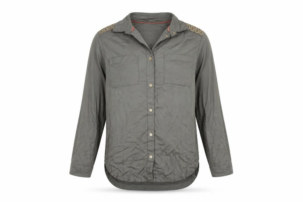 H&M Girls Green Button-Up Shirt, Size 11-12 Years