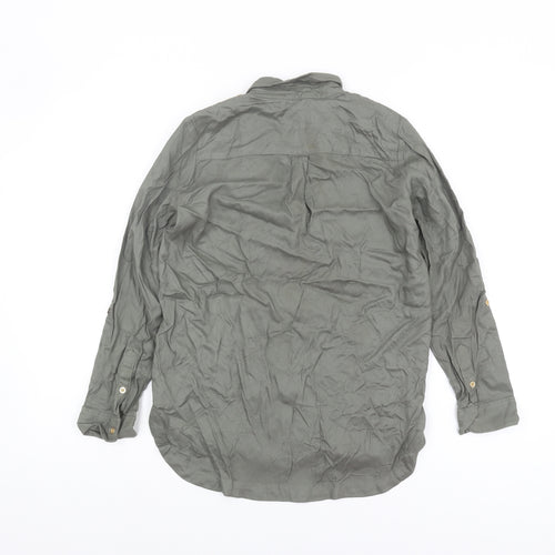H&M Girls Green Button-Up Shirt, Size 11-12 Years