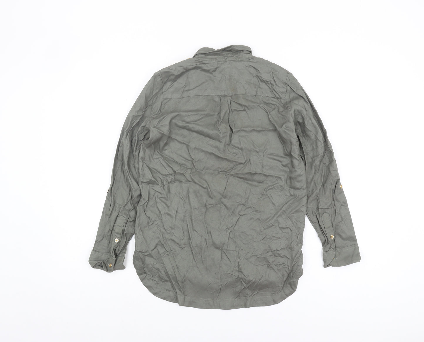 H&M Girls Green Button-Up Shirt, Size 11-12 Years
