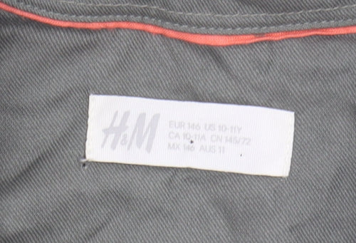 H&M Girls Green Button-Up Shirt, Size 11-12 Years