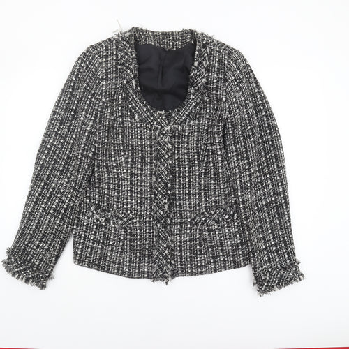 Yoek Women's Cropped Check Jacket Black Size 14