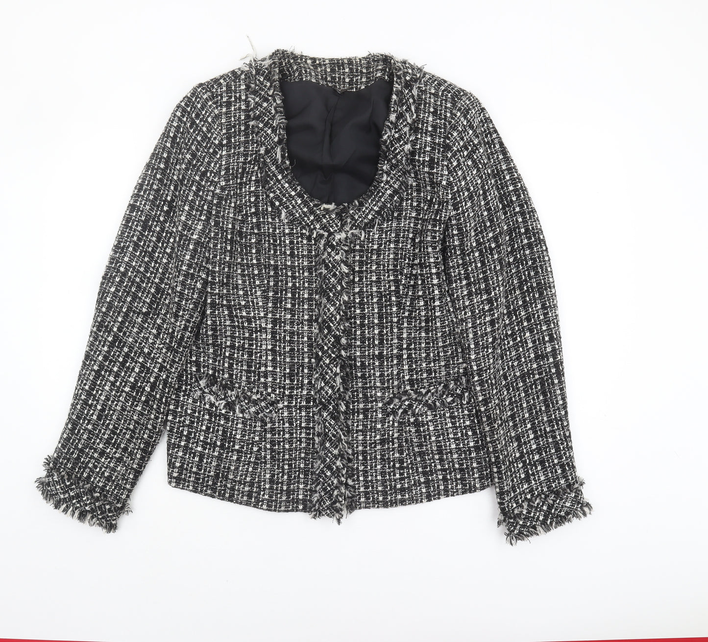 Yoek Women's Cropped Check Jacket Black Size 14