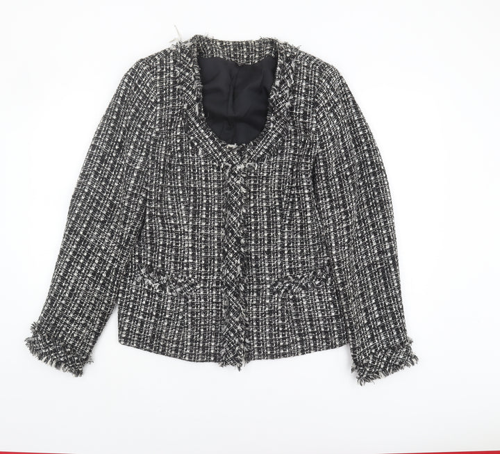 Yoek Women's Cropped Check Jacket Black Size 14