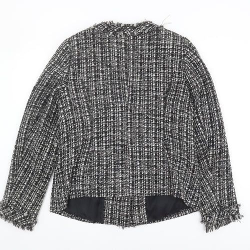Yoek Women's Cropped Check Jacket Black Size 14