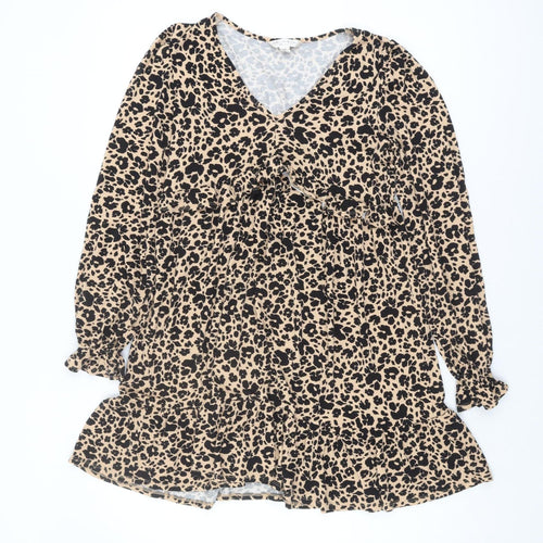 Miss Selfridge Women's Beige Animal Print Dress Size 12
