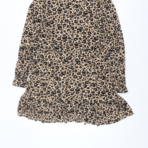 Miss Selfridge Women's Beige Animal Print Dress Size 12