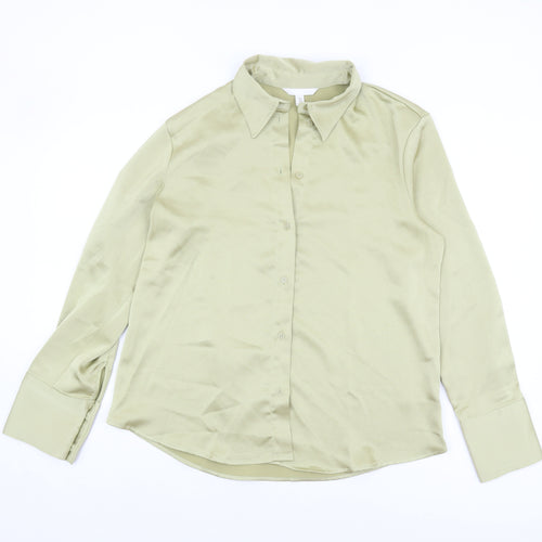 H&M Women's Green Button-Up Shirt Size 12