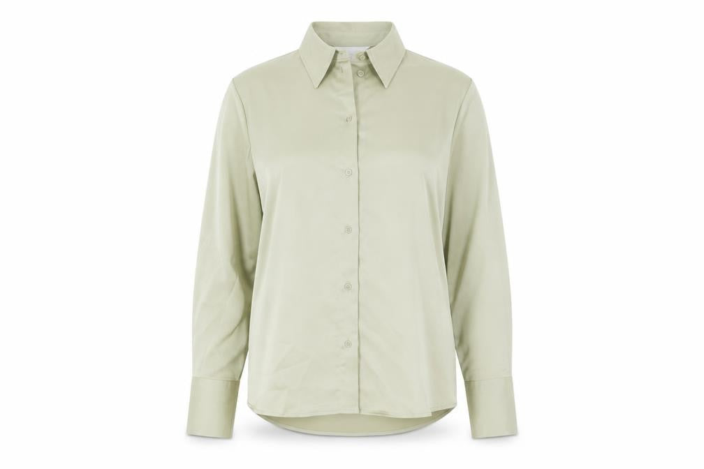 Front view of H&M Women's Green Button-Up Shirt, size 12