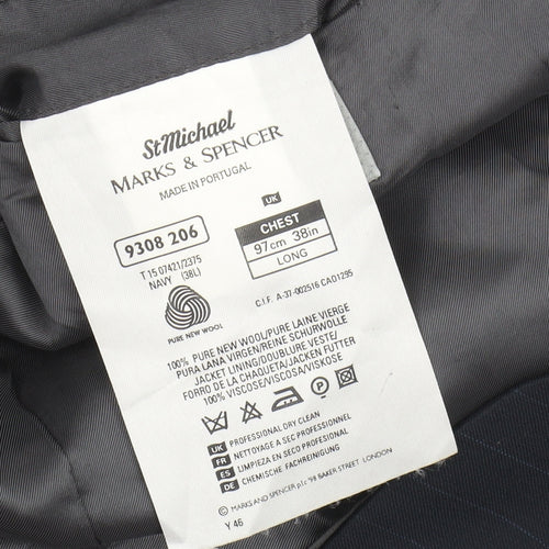 Marks and Spencer Men's Blue Wool Suit Jacket 38L