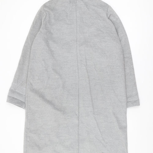 H&M Womens Grey Coat Size 14 Long Collared Casual