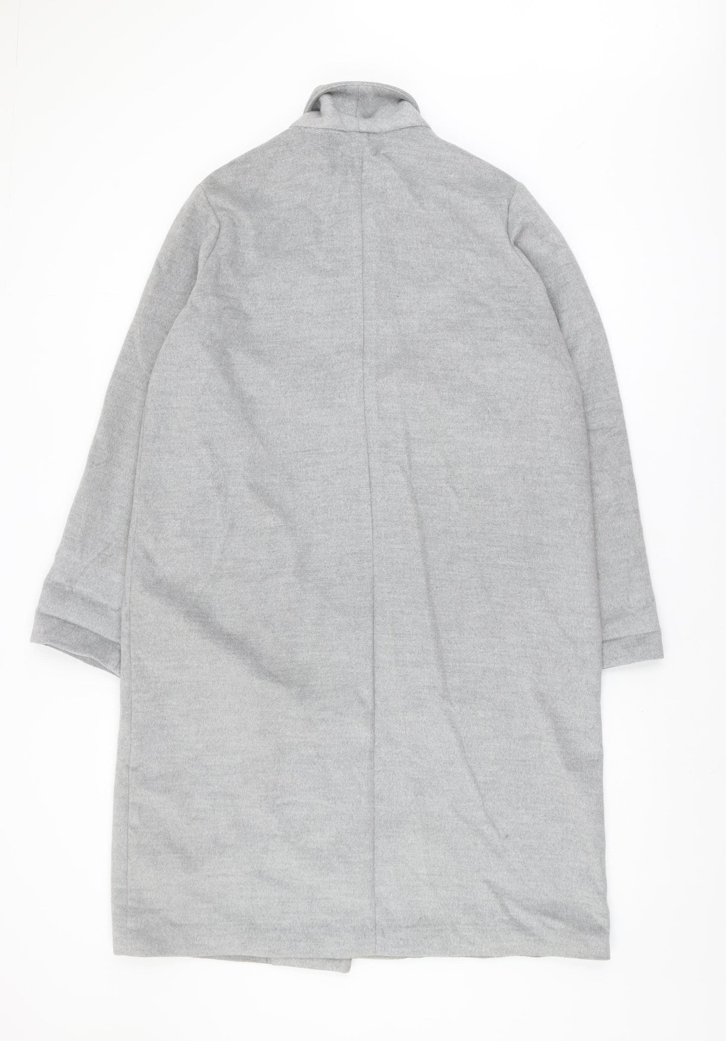 H&M Womens Grey Coat Size 14 Long Collared Casual