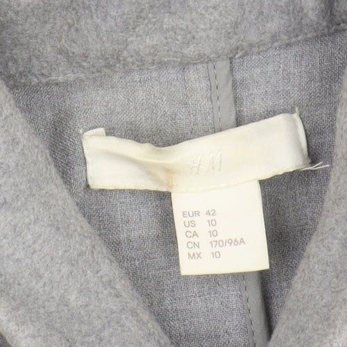 H&M Womens Grey Coat Size 14 Long Collared Casual