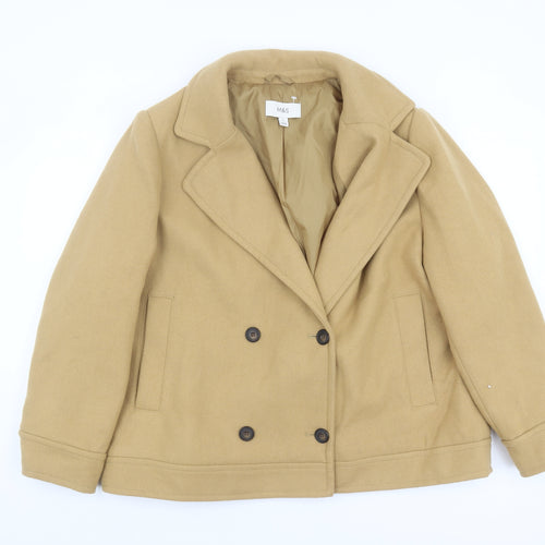 Marks and Spencer Women's Beige Wool Pea Coat Size 20