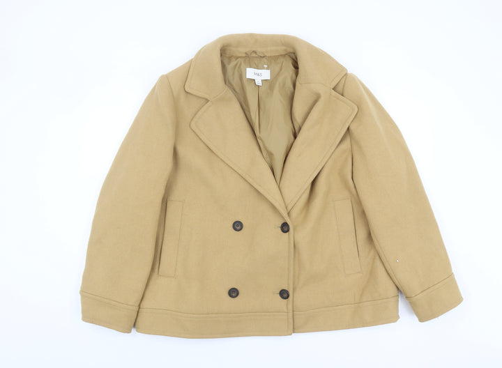 Marks and Spencer Women's Beige Wool Pea Coat Size 20