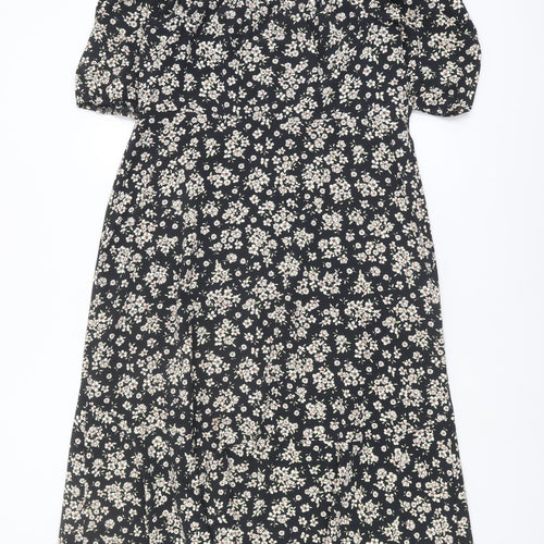 Wallis Women's Black Floral Off-Shoulder Dress Size 14