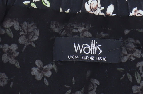 Wallis Women's Black Floral Off-Shoulder Dress Size 14