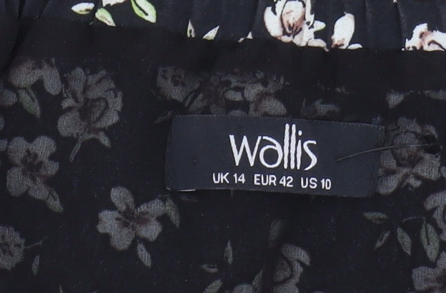 Wallis Women's Black Floral Off-Shoulder Dress Size 14