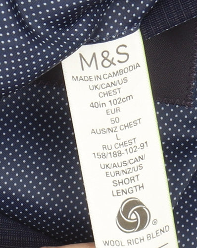 Marks and Spencer Men's Blue Blazer, 40R Formal Jacket