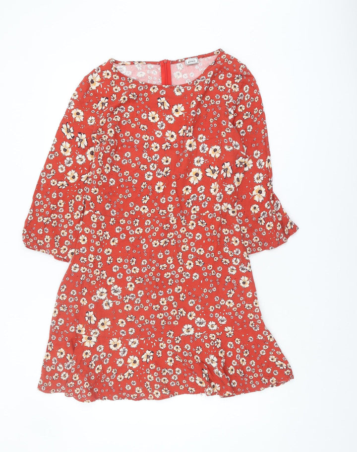 Pimkie Women's Red Floral A-Line Short Dress Size 12