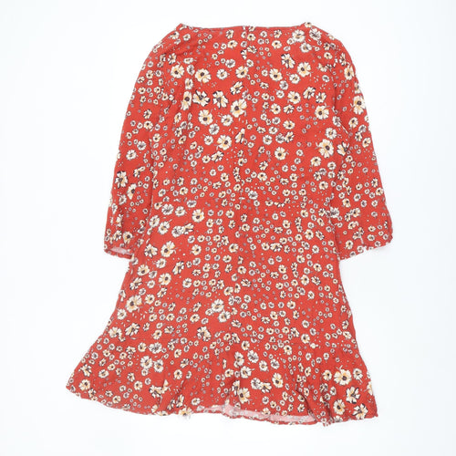 Pimkie Women's Red Floral A-Line Short Dress Size 12