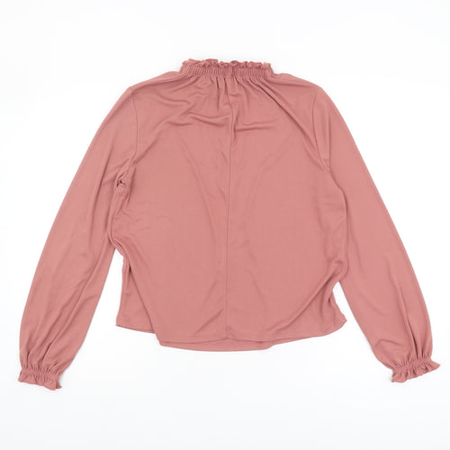 Zara Women's Pink High Neck Blouse Long Sleeve