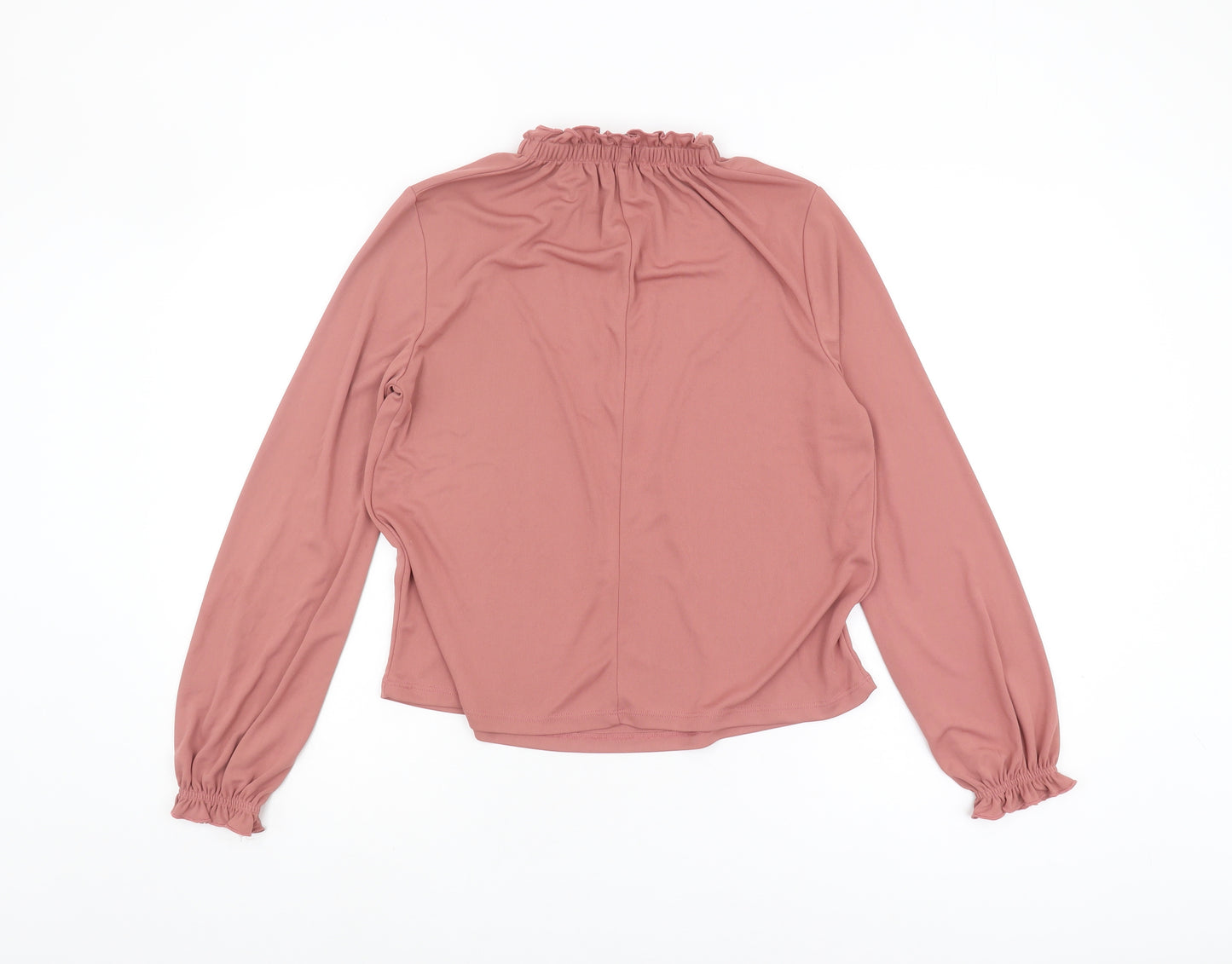 Zara Women's Pink High Neck Blouse Long Sleeve