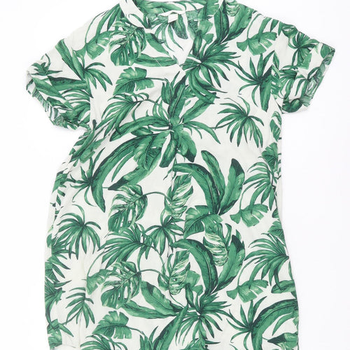 H&M Women's Green Floral Blouse, Size 8, Summer Style