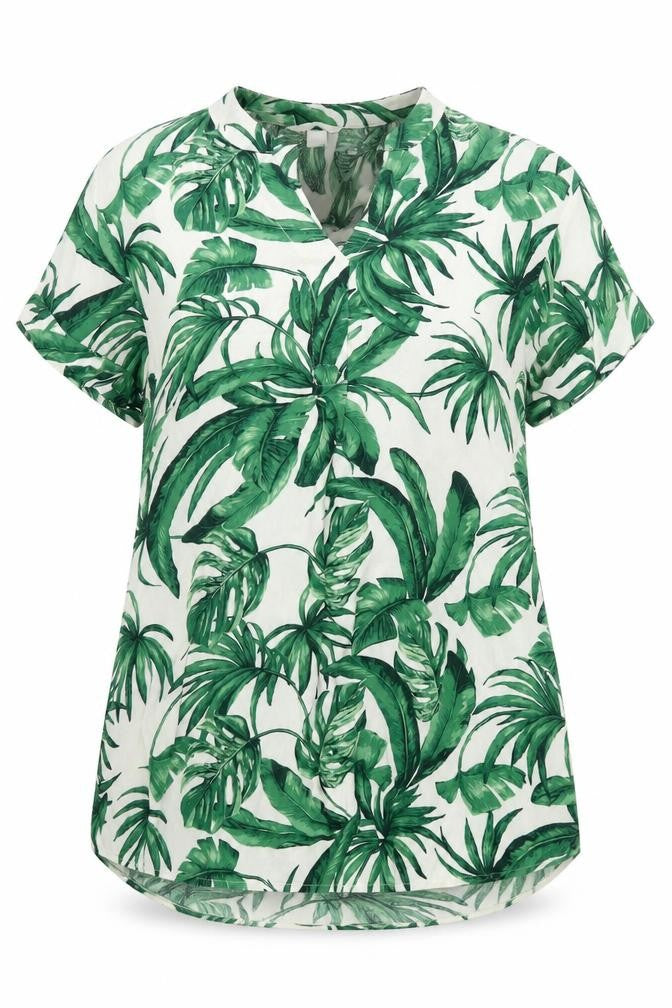 Front view of H&M Women's Green Floral Blouse, size 8, Summer Style