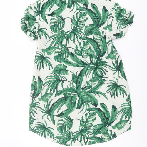 H&M Women's Green Floral Blouse, Size 8, Summer Style