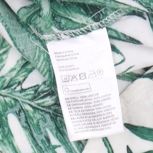 H&M Women's Green Floral Blouse, Size 8, Summer Style