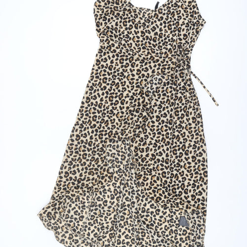 H&M Women's Beige Leopard Strappy Dress Size 10