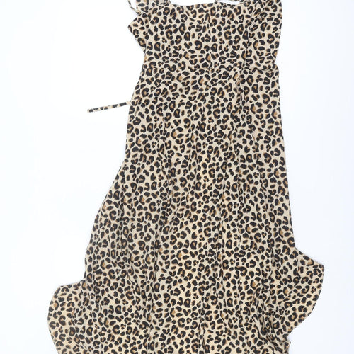 H&M Women's Beige Leopard Strappy Dress Size 10