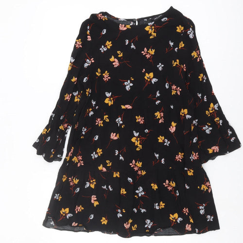 New Look Women's Black Floral Shift Dress - Size 12