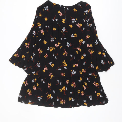 New Look Women's Black Floral Shift Dress - Size 12