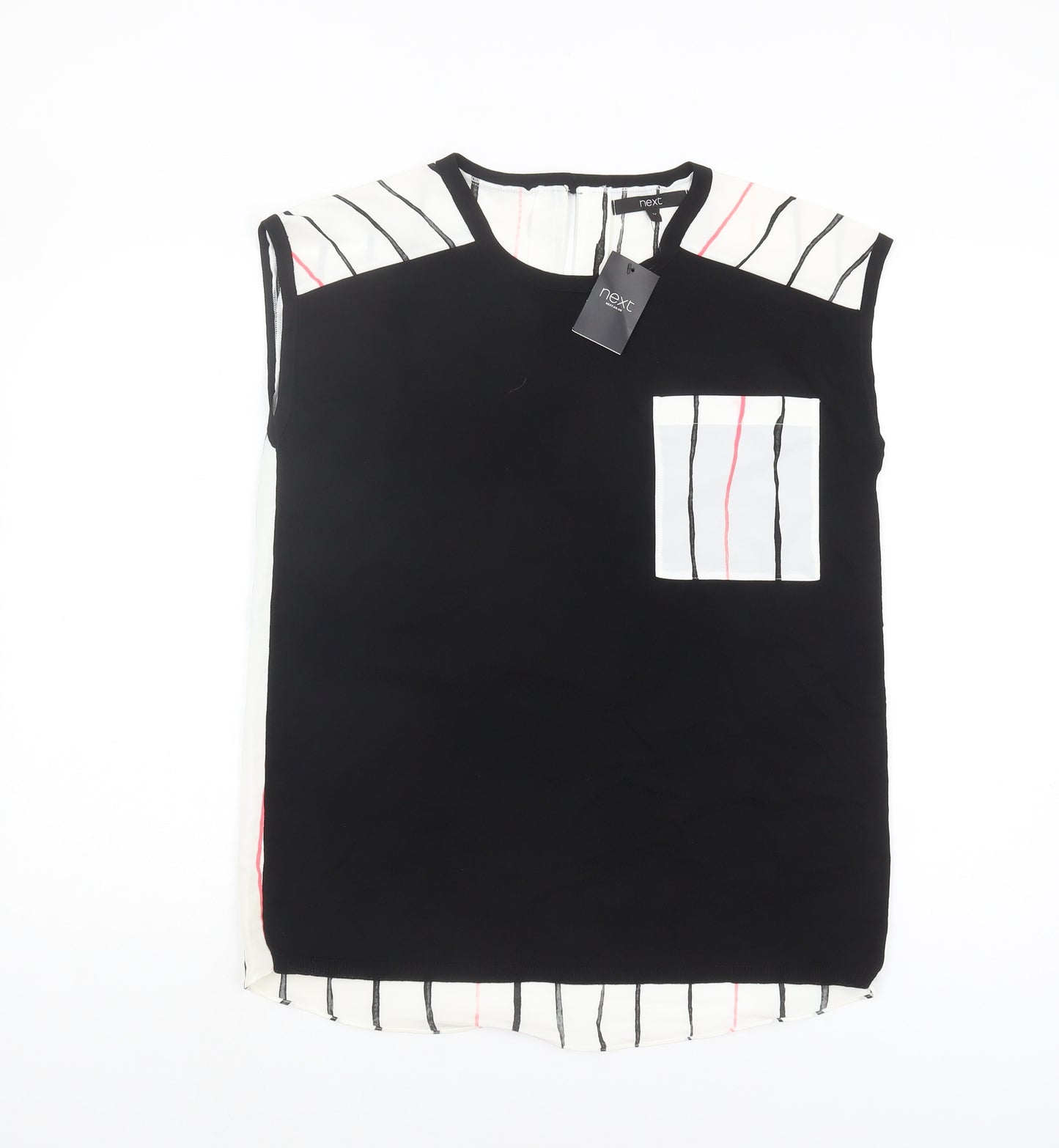 Next Women's Black & White Striped Sleeveless Blouse