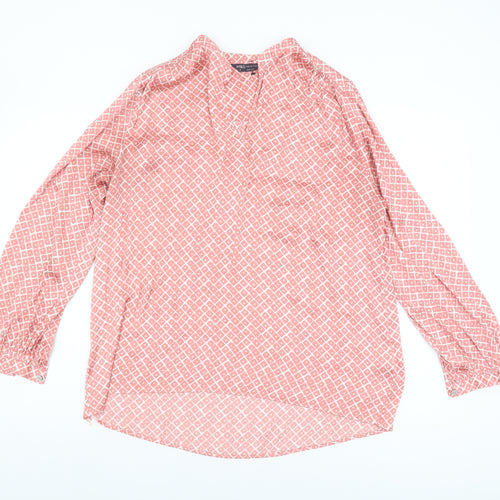 Marks and Spencer Women's Red Geometric Blouse Size 10