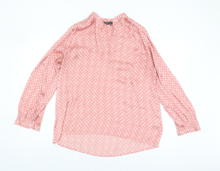 Marks and Spencer Women's Red Geometric Blouse Size 10