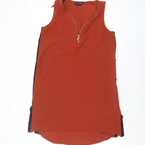 Dorothy Perkins Womens Red Sleeveless V-Neck Blouse Size 10