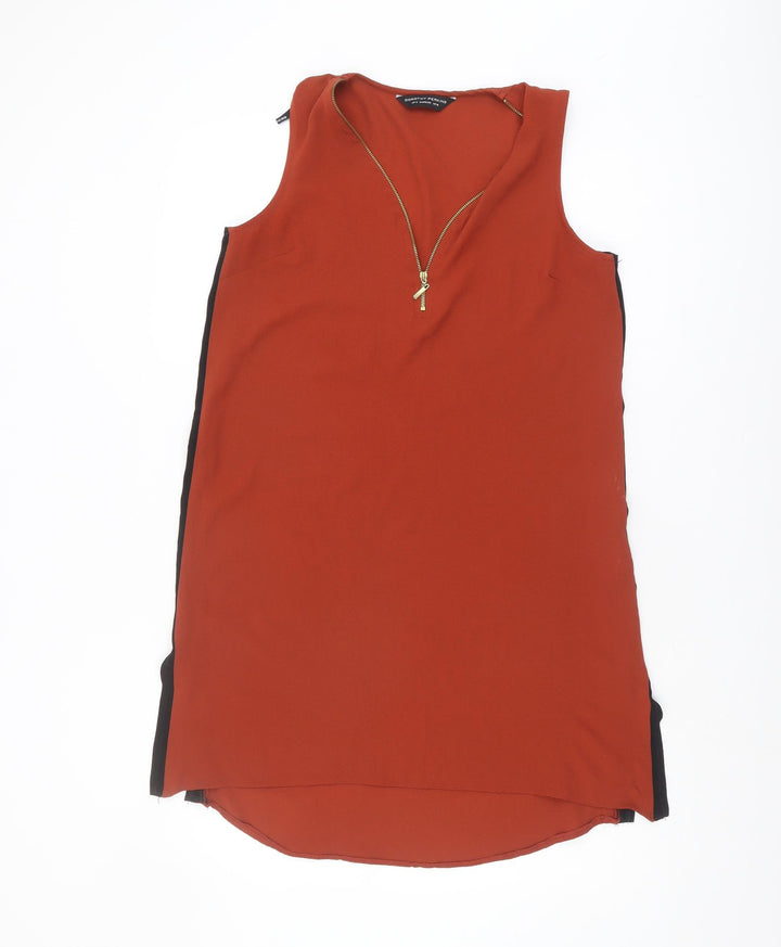 Dorothy Perkins Womens Red Sleeveless V-Neck Blouse Size 10
